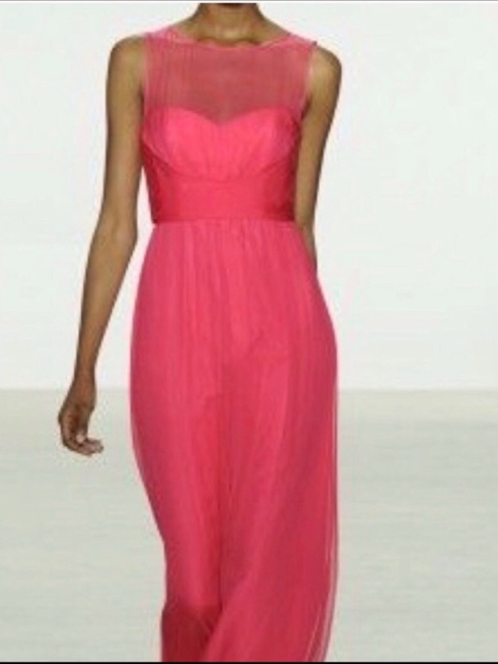 Amsale fuchsia pink silk chiffon maxi dress size 00